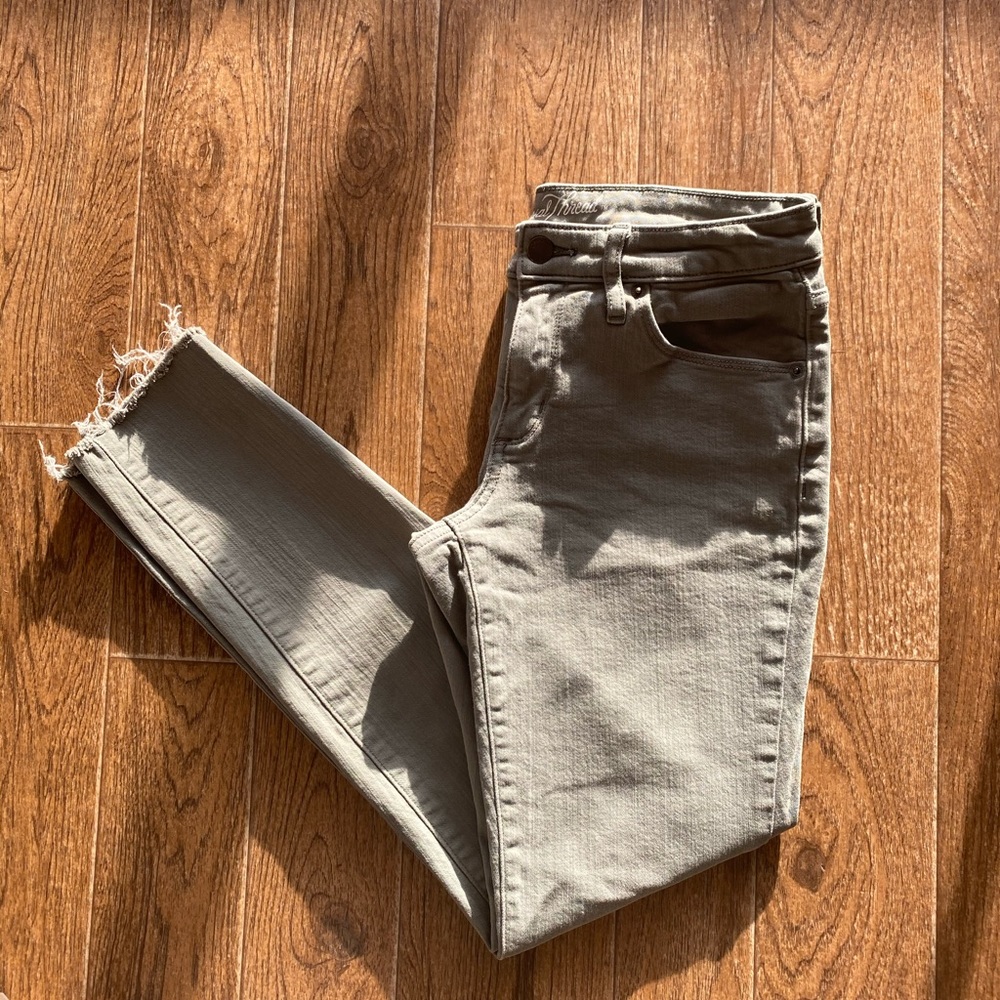 Sage green skinny mid rise jeans